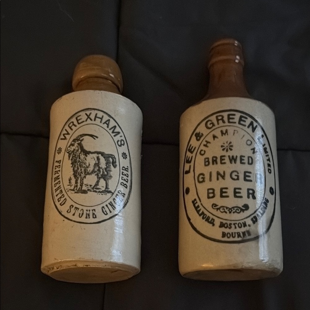 Vintage Ceramic Ginger Beer Bottle - ONLY ONE AVAILABLE - Brown and Cream
